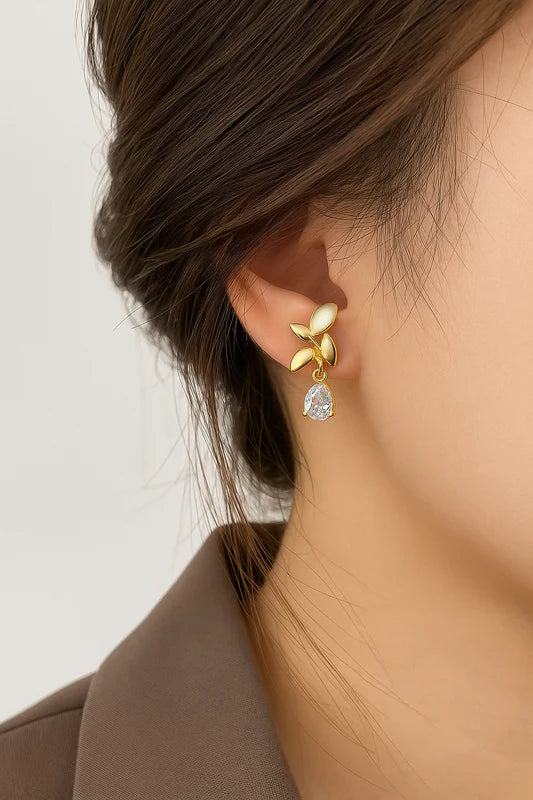 Golden Leaf Elegance Drop Earrings